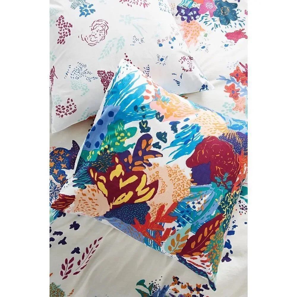Anthropologie Delrey Euro Sham Pillow Cover Del Rey Coastal Beach Floral NEW